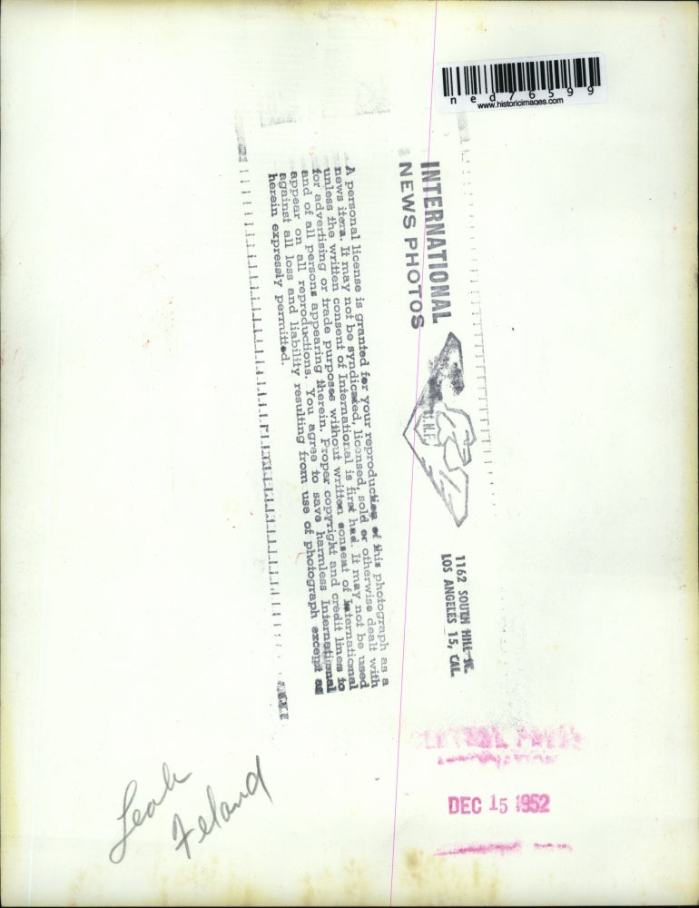 1952 Press Photo Leah Feland