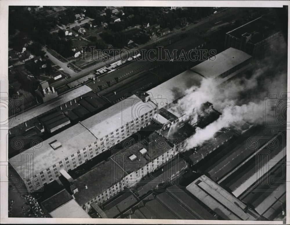 1937 Press Photo Fire in Plant of International Harvester Company