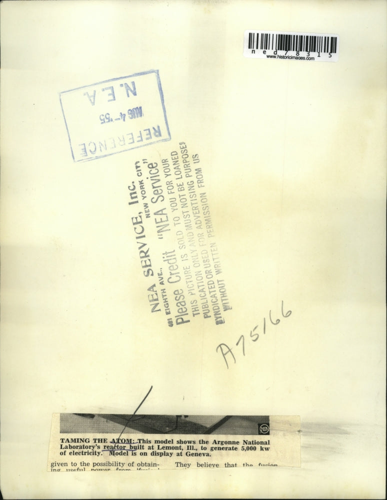 1955 Press Photo The model of The Argonne National Laboratory's reactor