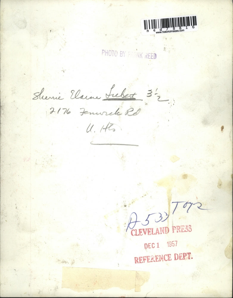 1957 Press Photo Sherrie Elaine Lubert practicing how to be responsible