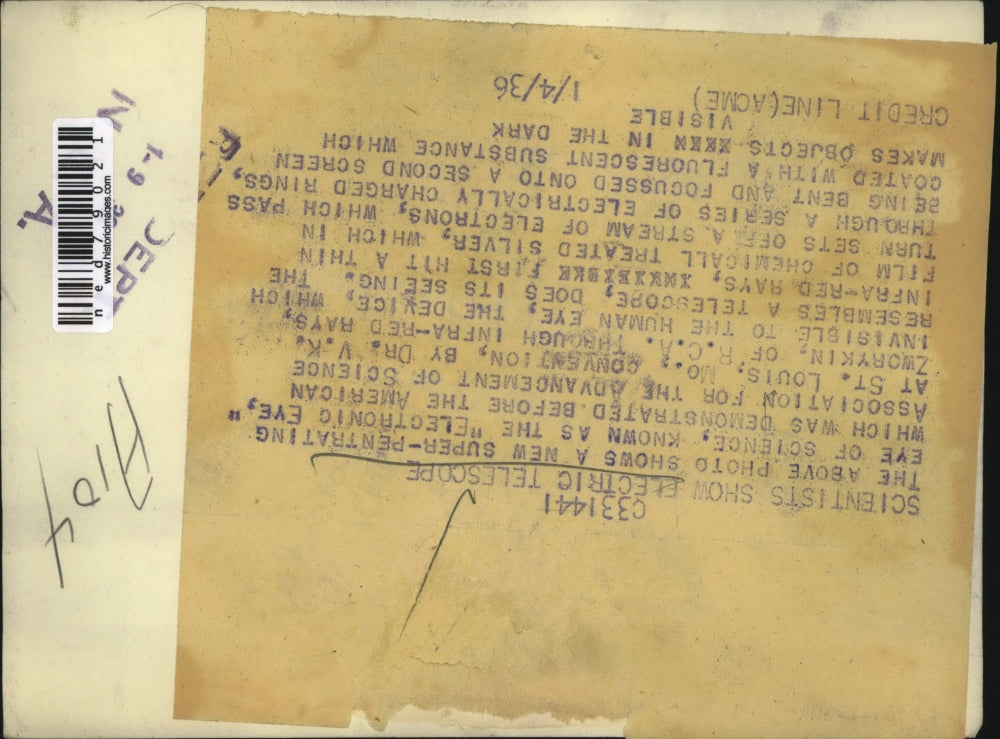 1936 Press Photo Electric telescope at St Louis Mo convention of scientists