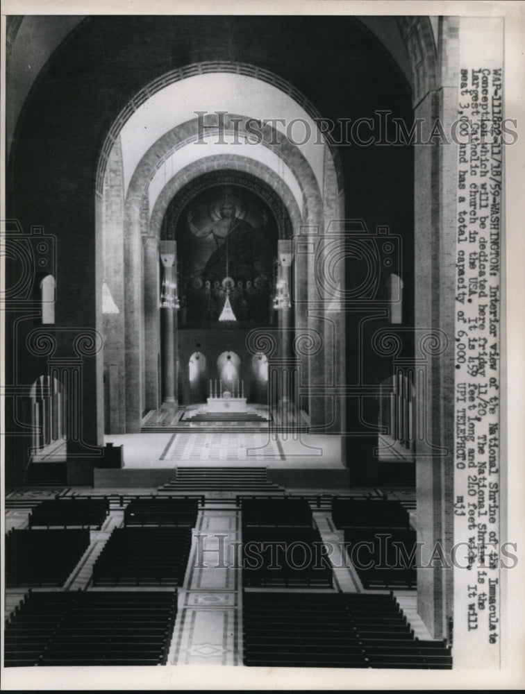 1959 Press Photo Interior of National Shrine of Immaculate Conception in DC- Historic Images