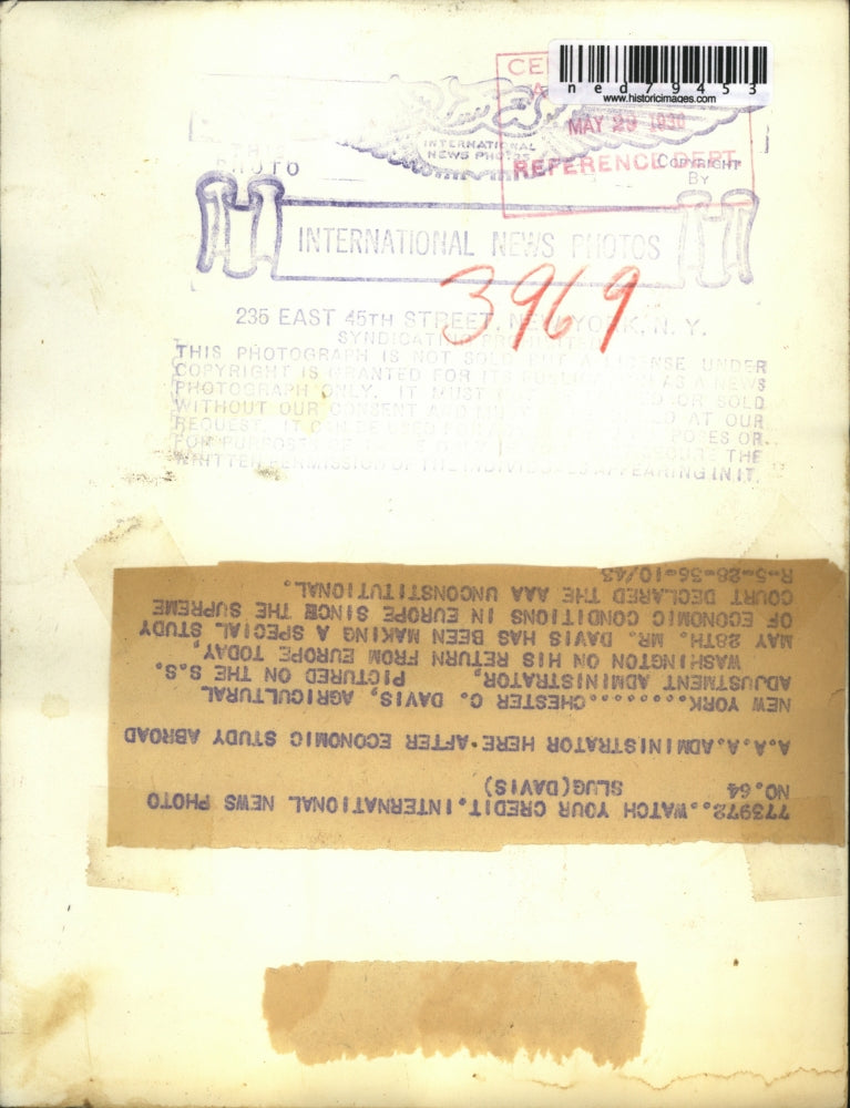 1936 Press Photo Chester C. Davis, Agricultural Adjustment Administrator