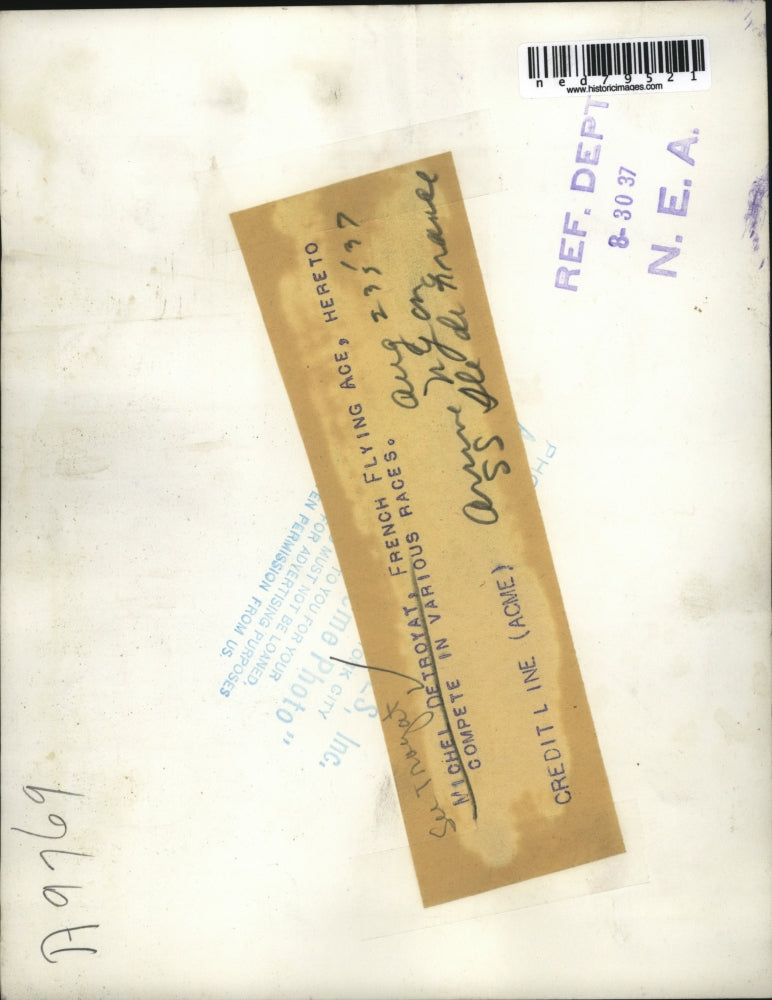 1937 Press Photo Michael Detroyat French Flying Ace arrive in New York