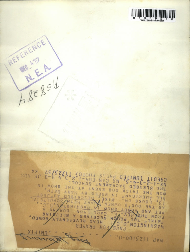 1957 Press Photo Rev. E. Carl Lyon with Mary Beth Schulteis and her pet