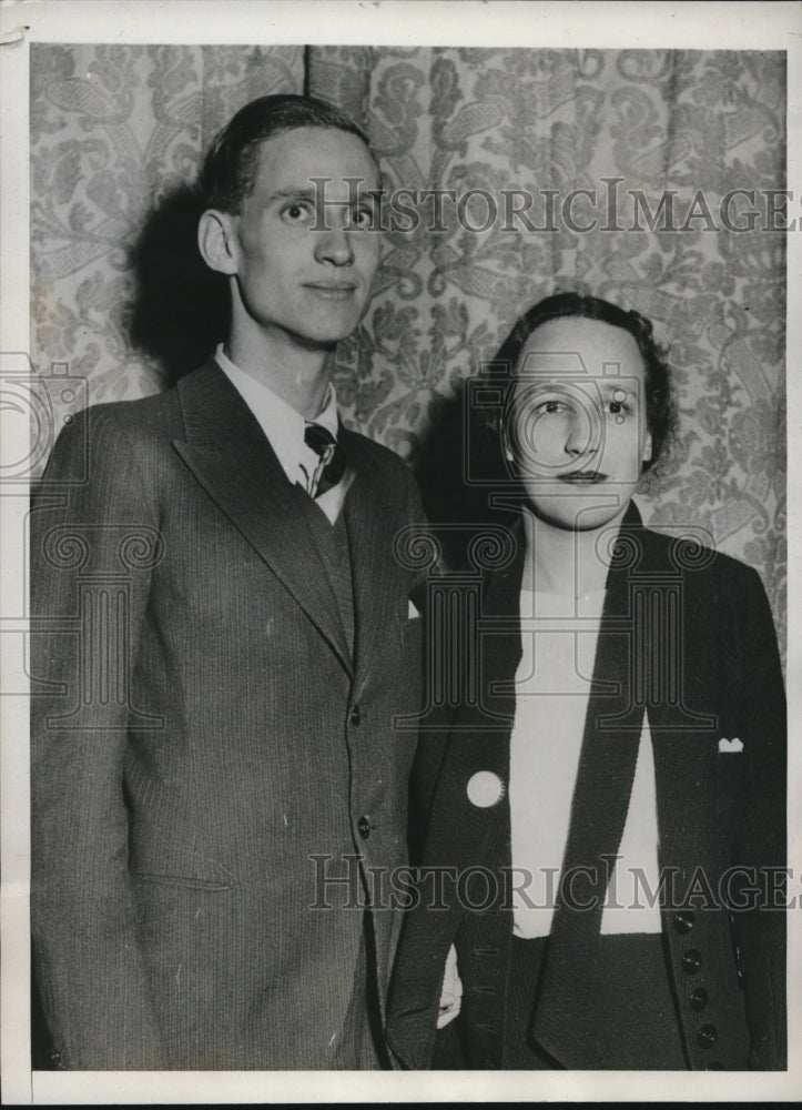 1932 Press Photo Ricchard Ainley & Ethel Glendenning engaged in London