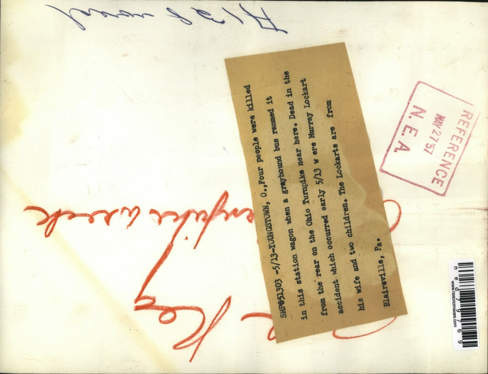 1957 Press Photo The station wagon and bus rammed in Ohio where four people died