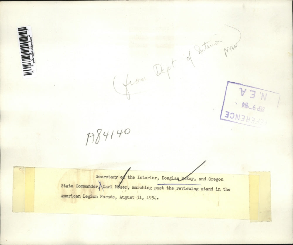 1954 Press Photo Secy of the Interior Douglas McKay and Oregon State Commader