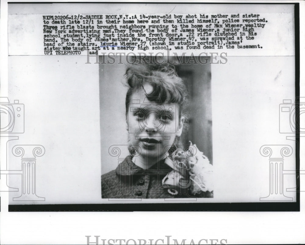 1958 Press Photo Laurie Wiener Taught Art Nearby HIgh School Found Dead