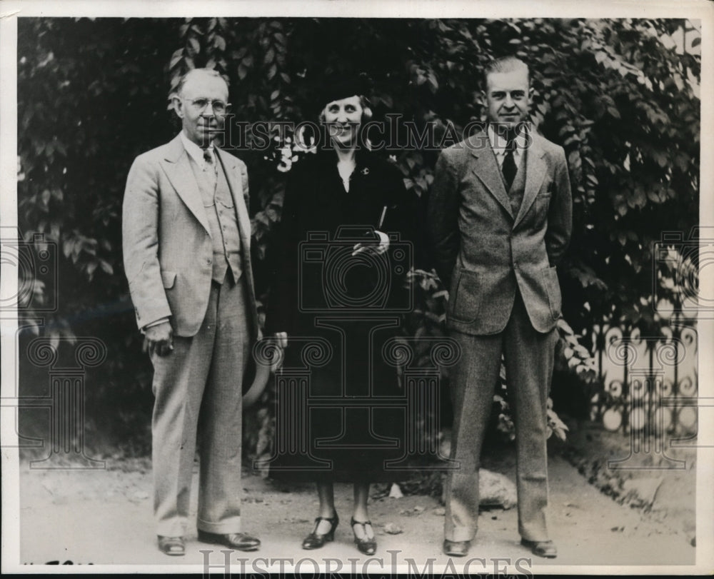 1938 Press Photo Mr. and Mrs. Alfred Moore and Fritz Froiland