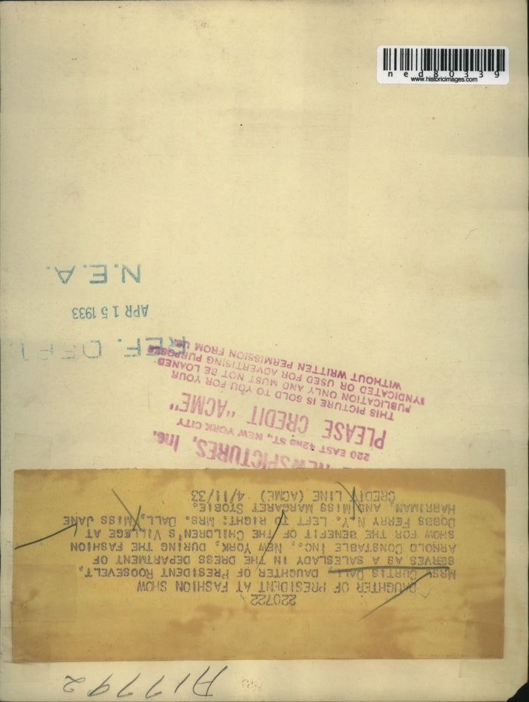 1933 Press Photo Mrs. Curtis Dall, Miss Jane Harriman and Miss Margaret Stoble