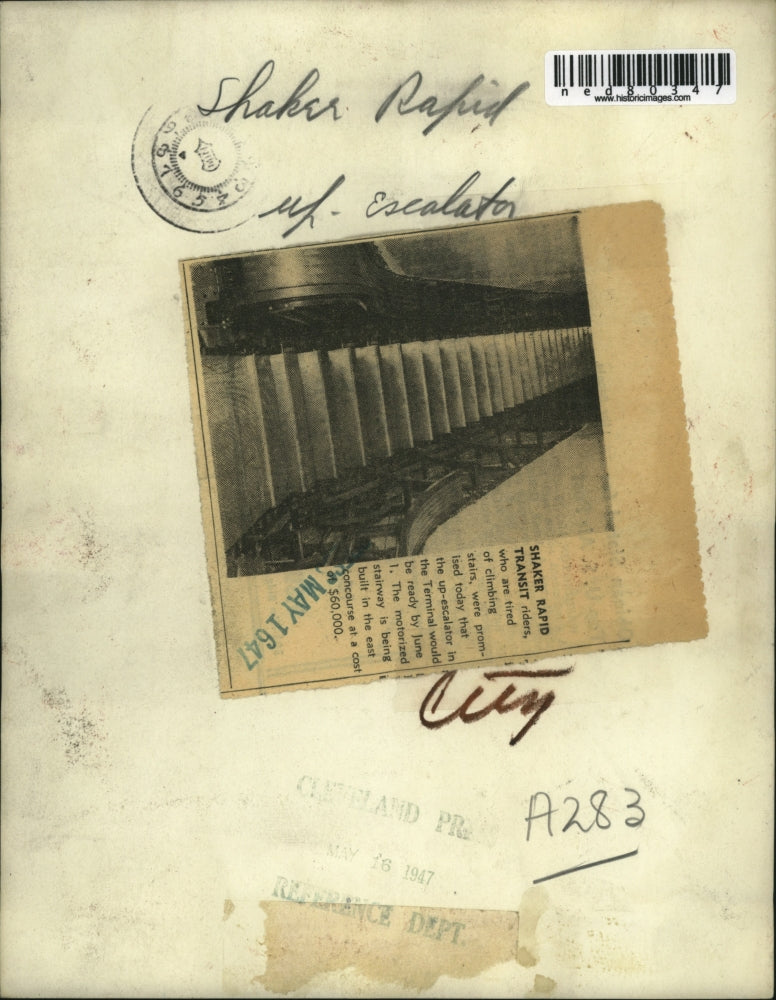 1947 Press Photo Escalator, motorized stairway cost $60,000