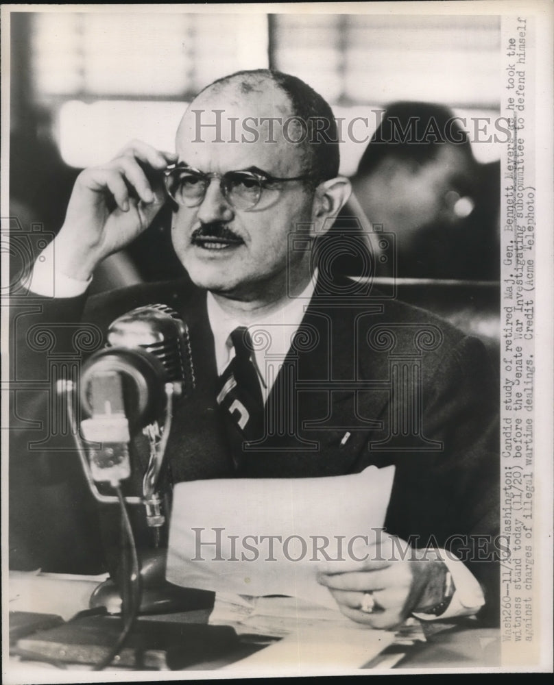 1947 Press Photo Maj. Gen. Bennett Meyers Takes Witness Stand