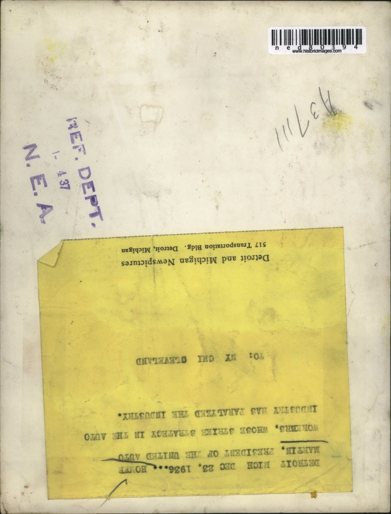 1937 Press Photo Homer Martin, president of the United Autoworkers