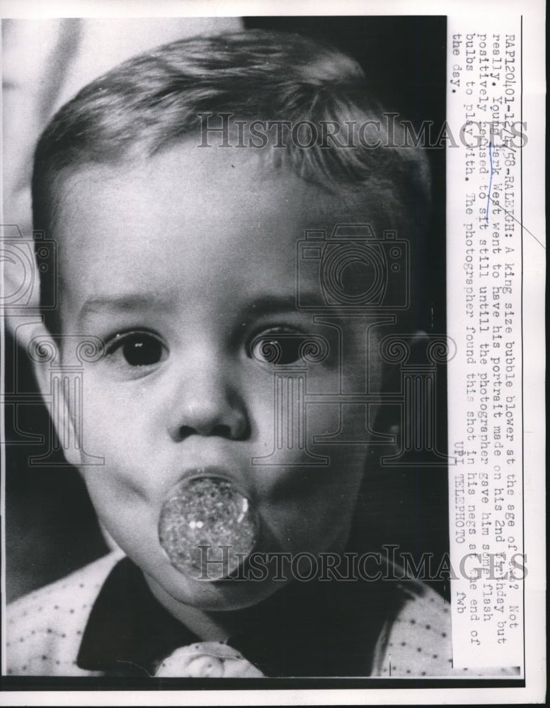 Load image into Gallery viewer, 1958 Press Photo Young Mark West, on his second birthday
