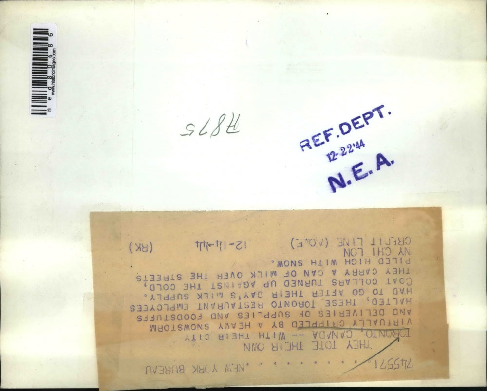 1944 Press Photo Toronto with city crippled by snowstorm these restaurant