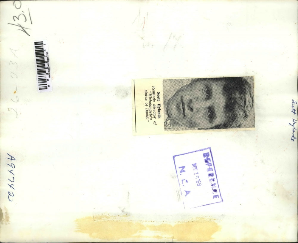 1968 Press Photo Scott Hylands, director of Michelangelo's statue of David