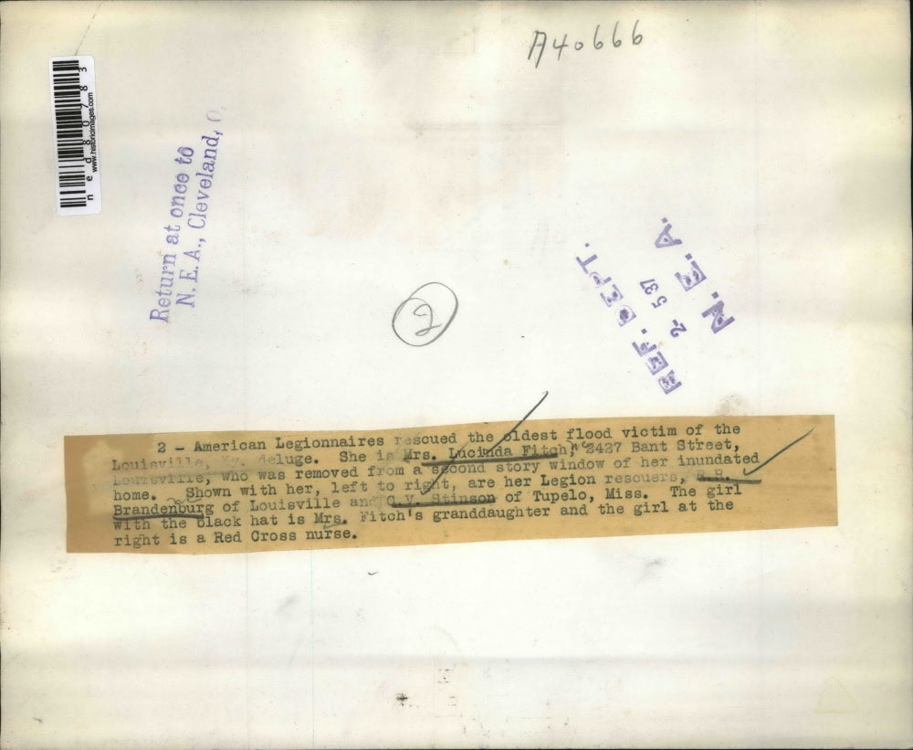 1937 Press Photo Legionnaires Flood Louisville Lucinda Fitch Brandenburg