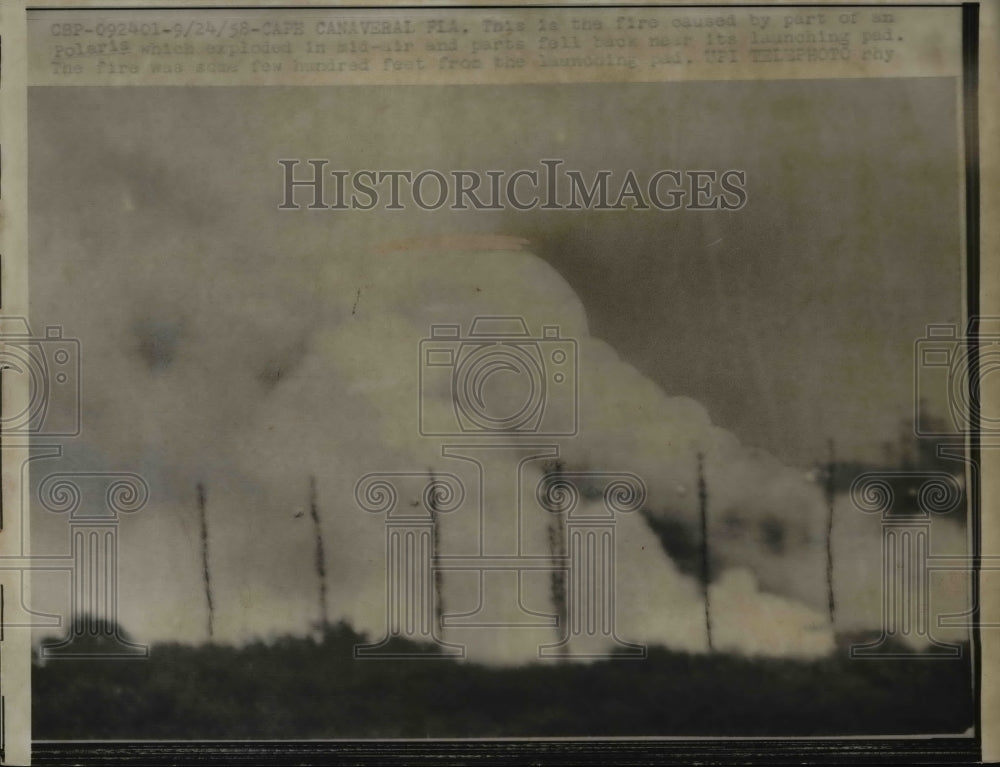 1958 Press Photo Fire at Cafe Canaveral Fla.,