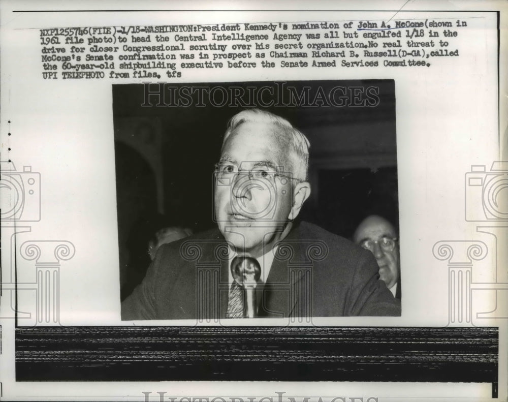 1962 Press Photo Wash DC AJohn McCone to head CIA