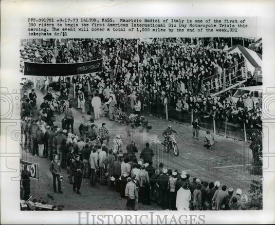1973 Press Photo Dalton Mass Maurizio Radici of Italy in 6 day motorcycle race- Historic Images