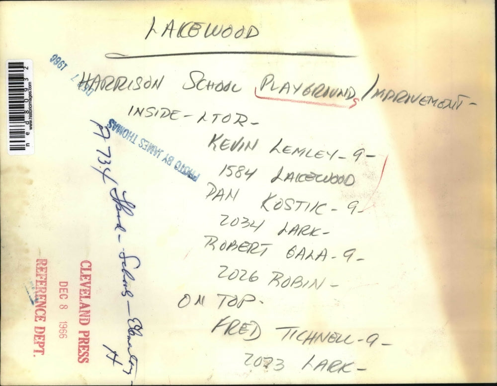 1936 Press Photo Harrison School in Cleveland, Ohio Lemley, KostikGala, Tichnell