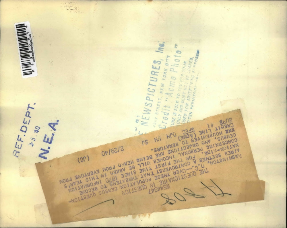 1940 Press Photo Washington DC for the first time since 1870 information concern