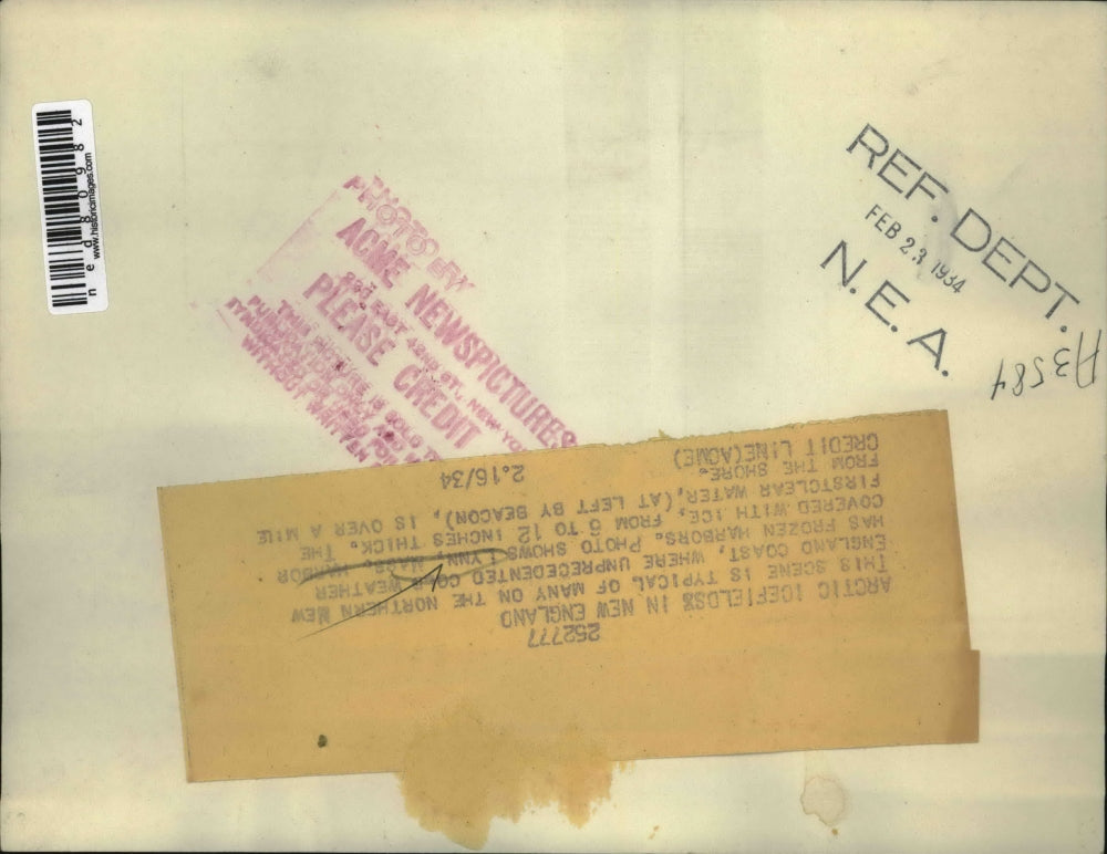 1934 Press Photo Lynn Mass new England coast freezes in cold weather