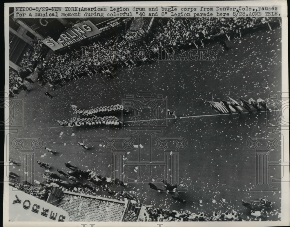1947 Press Photo Air view of American Legion parade in NYC