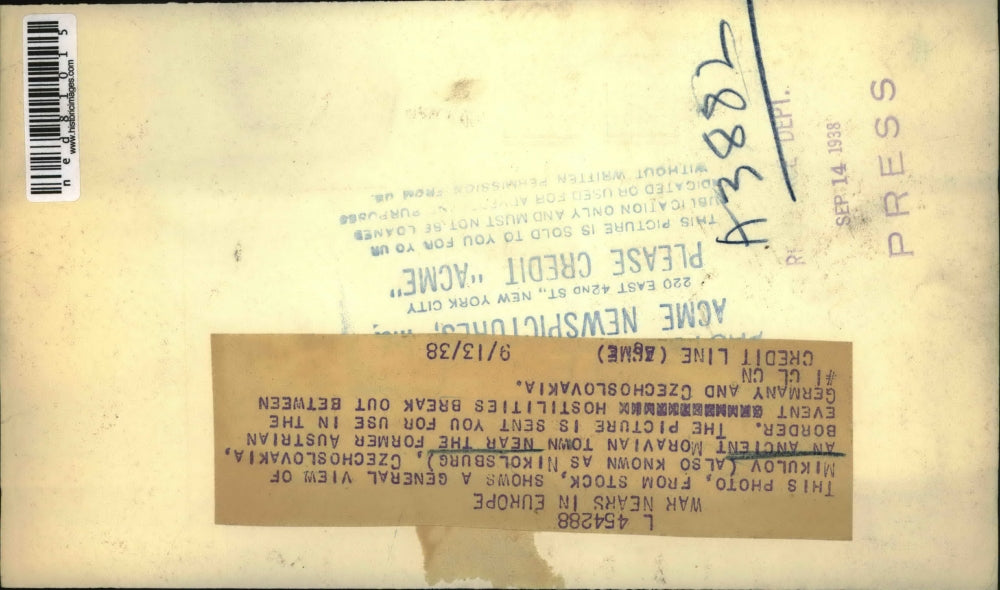 1938 Press Photo General view of Mikulov an ancient Morovian town near former