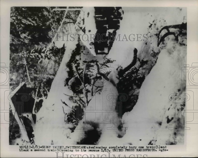 Load image into Gallery viewer, 1954 Press Photo Cernf Valley Switzerland Avalanche completely buries
