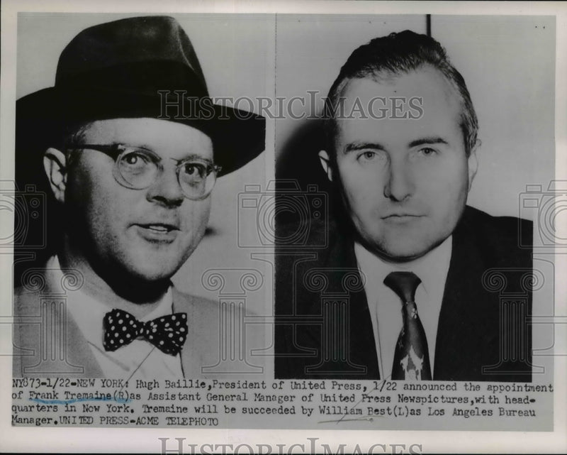 Load image into Gallery viewer, 1952 Press Photo Frank Tremaine, new Asst Gen of UPI by Hugh Baillie
