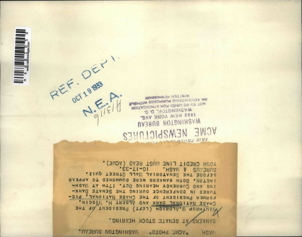 1933 Press Photo Winthrop Aldrich Chase Natl Bank Pres & Al H Wiggin ex pres