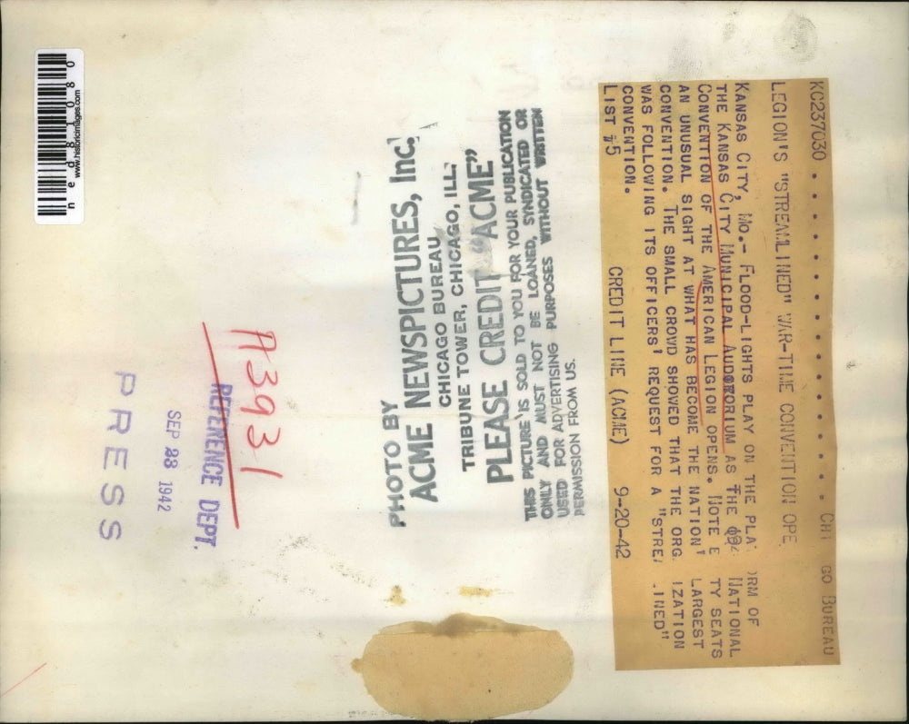 1942 Press Photo Kansas City Mo American Legion convention at municiple hall