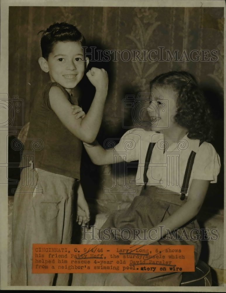 1946 Press Photo Larry Long & Patty Hoff Cinncinati Ohio kids rescued a friend