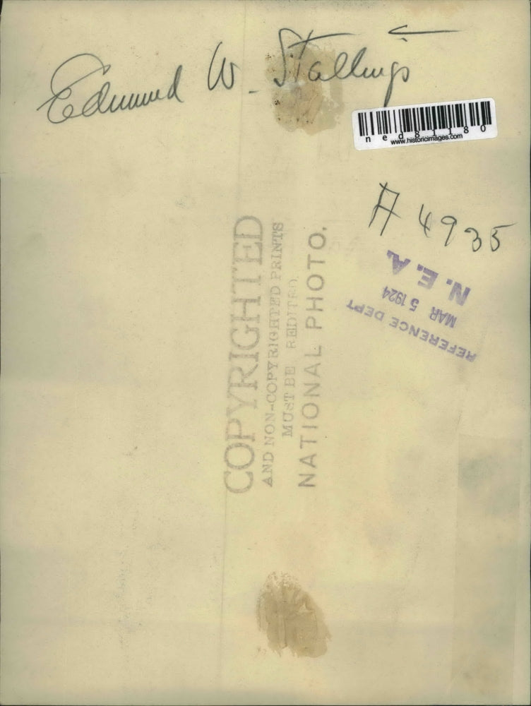 1924 Press Photo Edward W Stallings