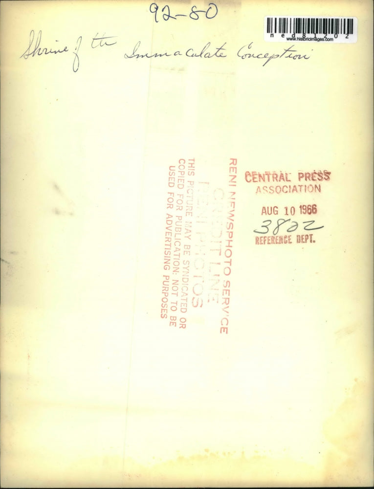 1966 Press Photo The Shrine of the Immaculate Conception