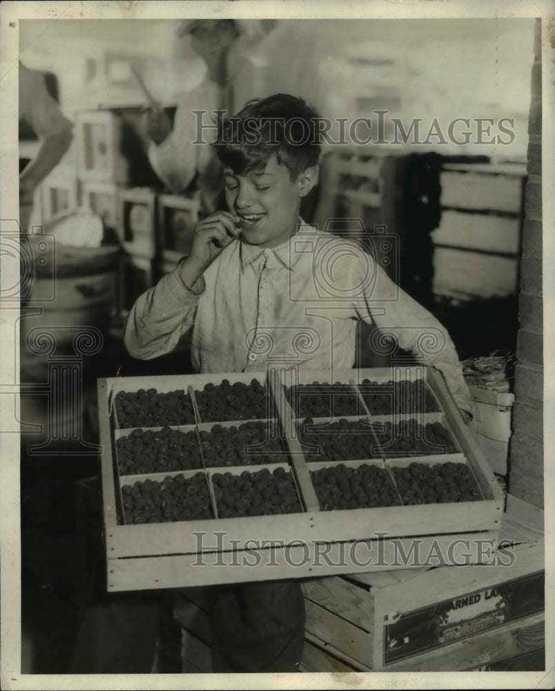 1931 Press Photo Hoe Xarara &amp; red raspberries from Washington