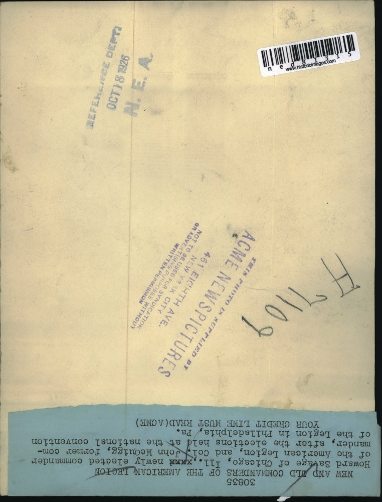 Load image into Gallery viewer, 1926 Press Photo Howard Savage newly elected commander of the American Legion
