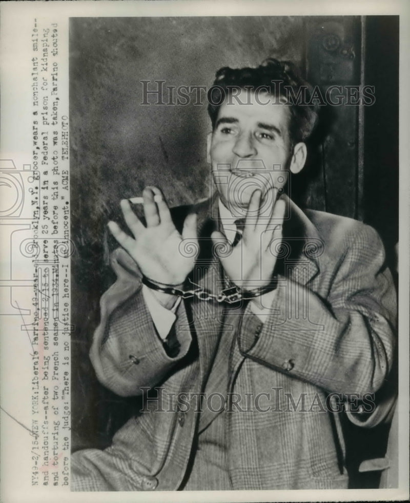 Load image into Gallery viewer, 1949 Press Photo New York Liberale Parrine after he was sentenced to serve 25
