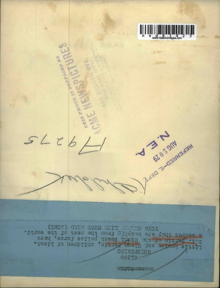 1929 Press Photo Little Louise And Glenn Partin Children Of Lieut. D.K. Partin