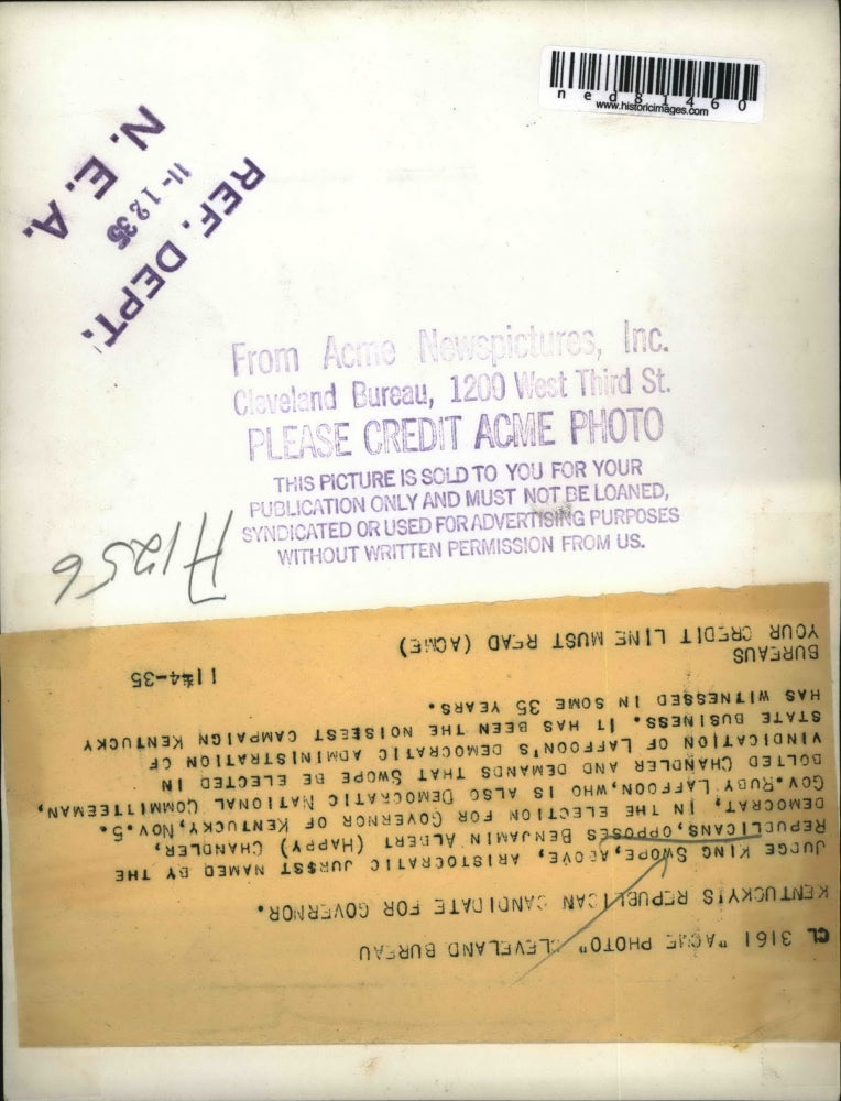 1935 Press Photo Judge King Swope named by the Republicans to opposed Chandler