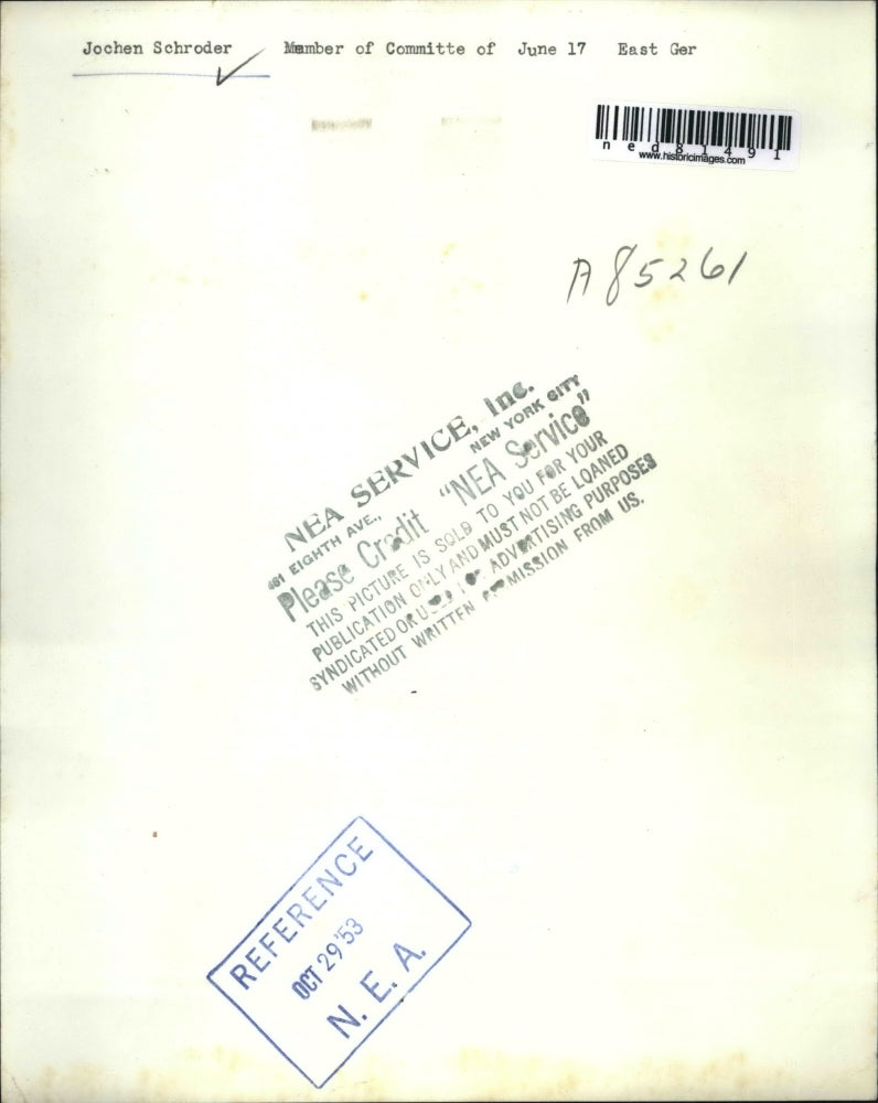 1953 Press Photo Jochen Schroder member of the Committee of East Germany