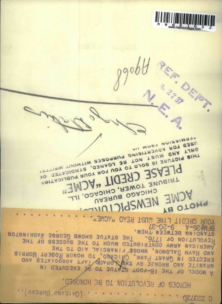 1937 Press Photo 18 Foot Model Of Statue To Be Made In Granite And Bronze