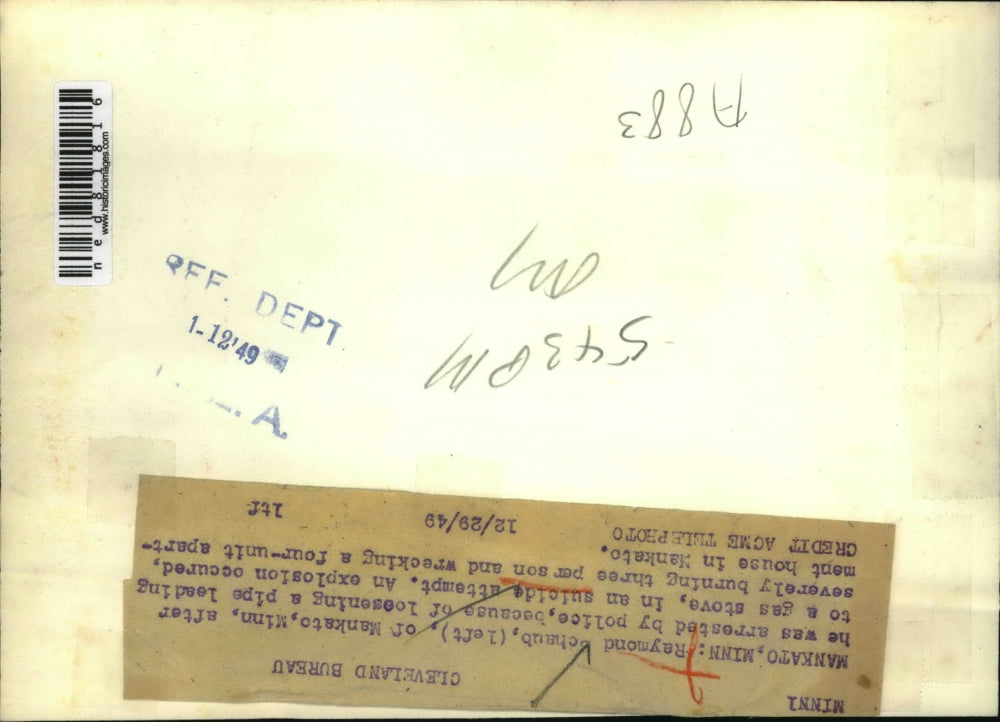 1949 Press Photo Raymond Schaub Was Arrested After Loosening A Gas Pipe