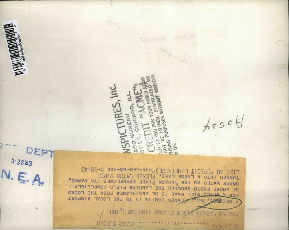 1943 Press Photo Flooded Vincennes, Indiana