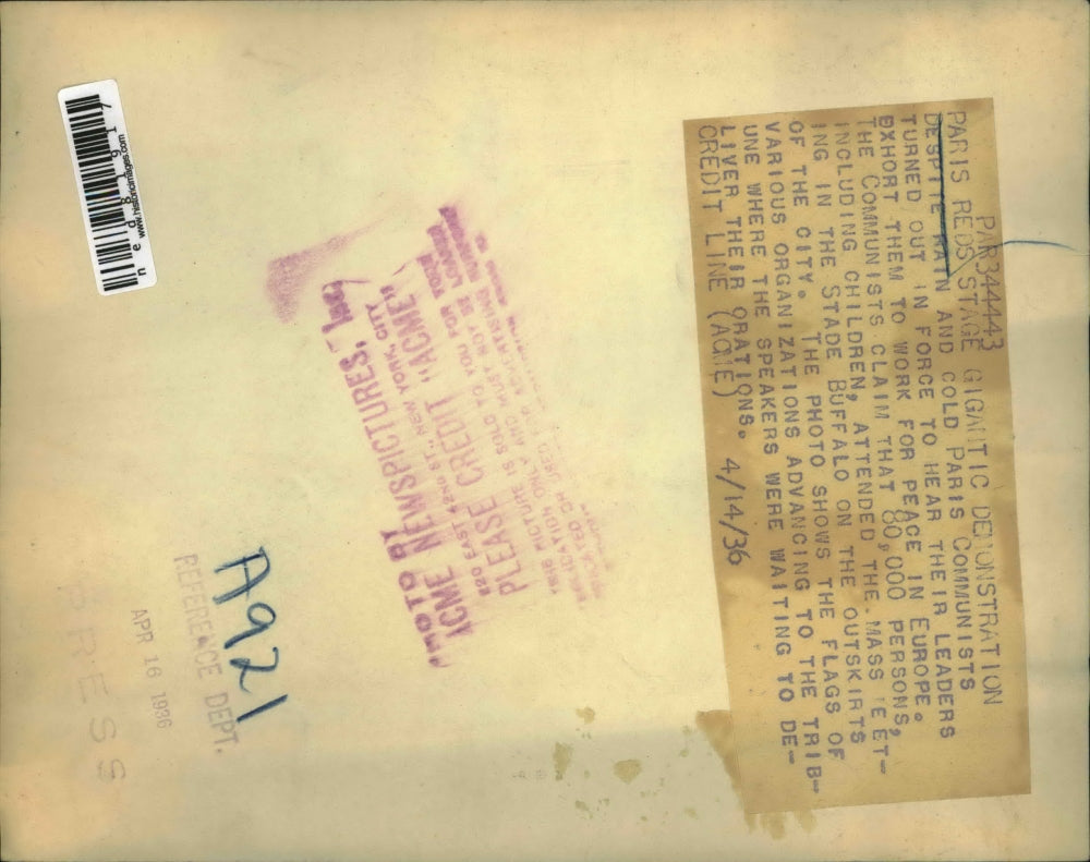 1936 Press Photo Paris Communists on Flags of Various Organizations