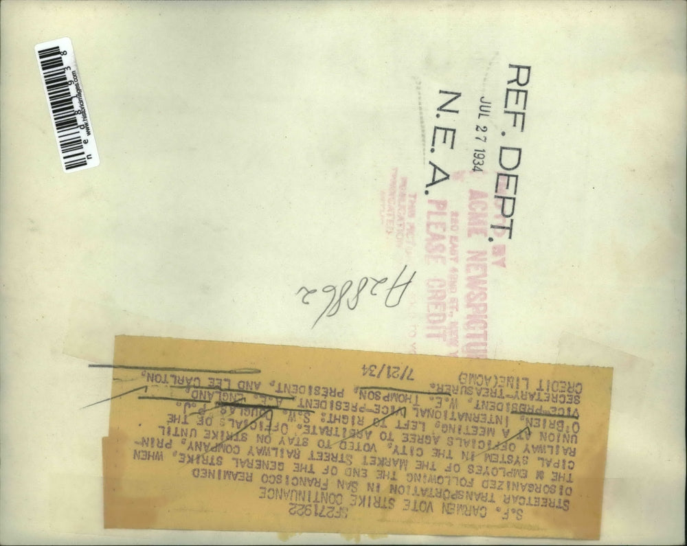 1934 Press Photo S.F. Carmen Vote Strike Continuance