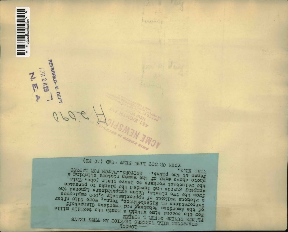 1929 Press Photo American Bemberg and American Glanztoff Corporations after riot