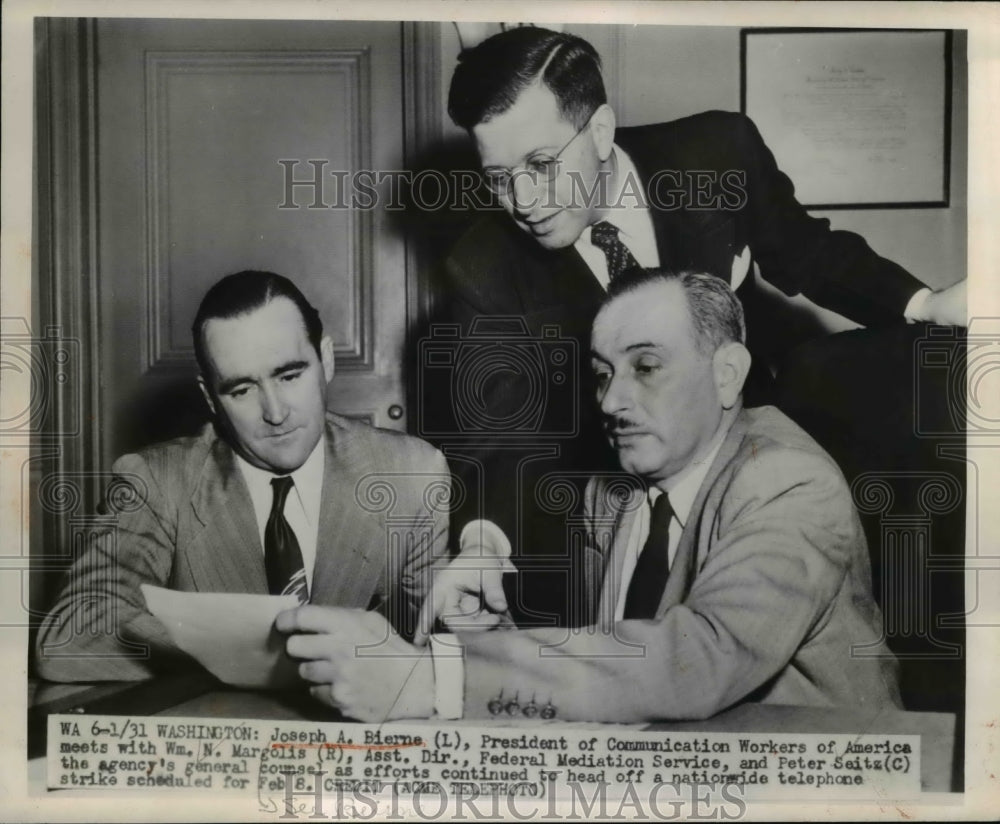 1950 Press Photo Joseph Bierne and Wm. N.Margolis with Peter Seitz